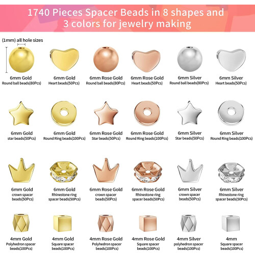 Guld Spacer Perle Sæt til DIY Armbåndsfremstilling 2