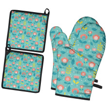 Gants de cuisine Pioneer Flower à motif floral (lot de 2), résistants à la chaleur, 19,5 cm x 30,5 cm