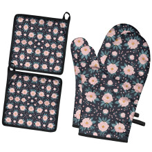 Gants de cuisine Pioneer Flower à motif floral (lot de 2), résistants à la chaleur, 19,5 cm x 30,5 cm