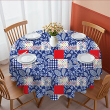 Pioneer Flower Floral Print Pattern Round Tablecloth 60 X 60 Inch, Wrinkle Resistant Wipeable Table Cloth for Kitchen Dining Picnic Patio Party