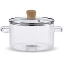 Glass saucepan with lid, heat-resistant, 1.6L