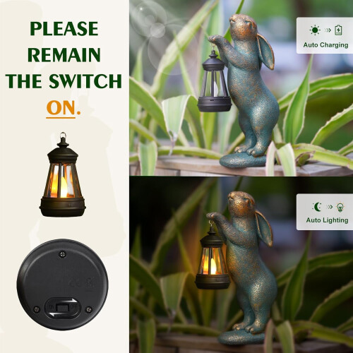 Hasen-Gartenfigur mit Solarlaterne als Außendekoration 2