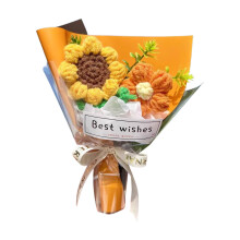 Kit de bouquet de fleurs artificielles tricoté à la main pour la Saint-Valentin, pour une décoration sur le thème des fêtes.