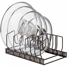 Organizador de tapas de ollas para armario y encimera, con capacidad para más de 7 tapas de sartenes y utensilios de repostería, con 7