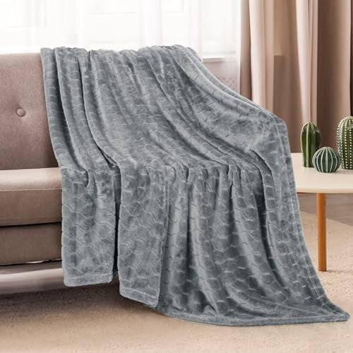 Κουβέρτα Fleece King Size 90x108 ίντσες ανοιχτό γκρι 2