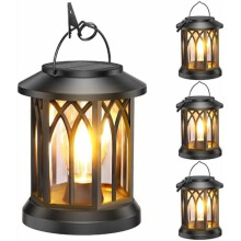Set van 4 solar lantaarns voor buiten, waterdicht en helder, meer dan 12 uur brandtijd, hangende solar lampen voor tuin, terras, boom en paddecoratie.