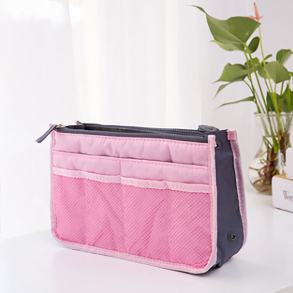 Handbag Organizer under $5! Travel Insert for Purses Tote Bags Multiple Pockets Zippered Compartments for Cosmetics Accessories