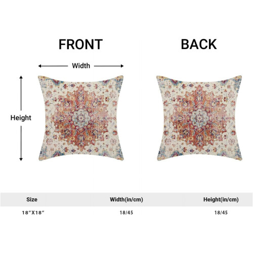Μαξιλαροθήκες Boho 18x18, Σετ 2 τεμαχίων, Μαξιλαροθήκες από Καμένο Πορτοκαλί Λινό με 1