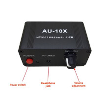 AU-10X NE5532 Audio Signal Preamplifier Headphone Pre AMP Board Gain 20Db 3.5MM Volume Control Tone US Plug