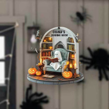 Décoration d'Halloween pour la maison : citrouille fantôme en acrylique Hangs2D à suspendre, pour fenêtre, mur ou porte, 20 cm (7,87 pouces), 1