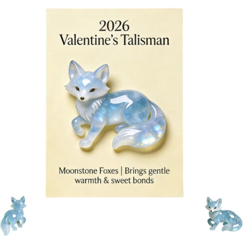 Moonstone Fox Ornament Valentine's Talisman 1pc