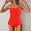 Μαγιό Tankini για γυναίκες, στράπλες, μπαντό μαγιό, μοντέρνο αδυνάτισμα, μονόχρωμο, 2 2