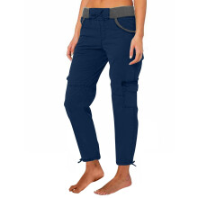 Damen-Cargohose, lang, hochgeschnitten, blau, lockere Passform, mehrere Taschen, lässige Outdoor-Kleidung – passend für XL