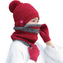 Ludlz 4-delige winterset voor dames: muts, beanie met pompon, nekwarmer, sjaal en handschoenen