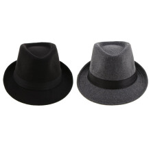 2x Cappello Fedora Vintage da uomo con fascia in nastro, modello Manhattan, in lana strutturata, modello Panama.