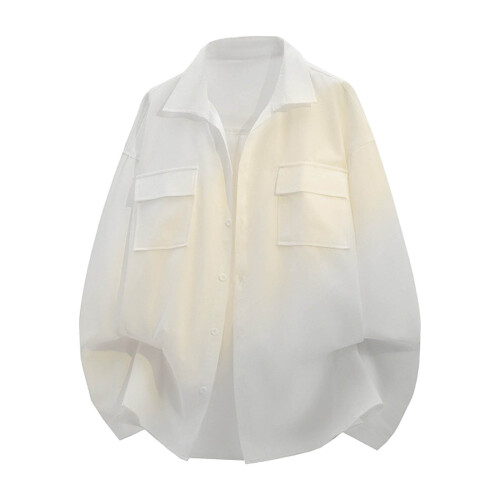 Men's Long Sleeve Solid Tee Classic Button Lapel Top