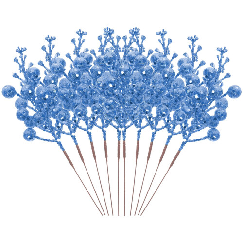 FRCOLOR 10Pack Foam Blue Christmas Tree Picks for Decorative Items