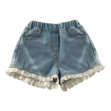 FOUTTUE Solid Lace Denim Shorts (Toddler Girls)