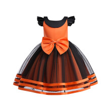 Børns Halloween-rollespilskjole med mesh-kronblade, kagekjole, ærmeløs, rund hals og udsøgt blomst (orange #2,6 år)