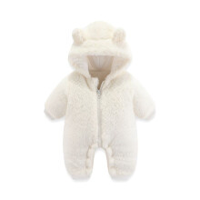 Macacão de inverno infantil unissex com capuz e estampa de urso, quentinho e grosso, para bebês de 9 a 12 meses.