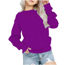Sweatshirt voor peuters (jongens en meisjes) in effen kleur met ronde hals. Kinderkleding voor lente en herfst. Leuke trui met lange mouwen, paars.