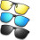 Conjunto de 3 lentes de plástico para óculos de sol com encaixe, modelo retangular e flip-up. 1