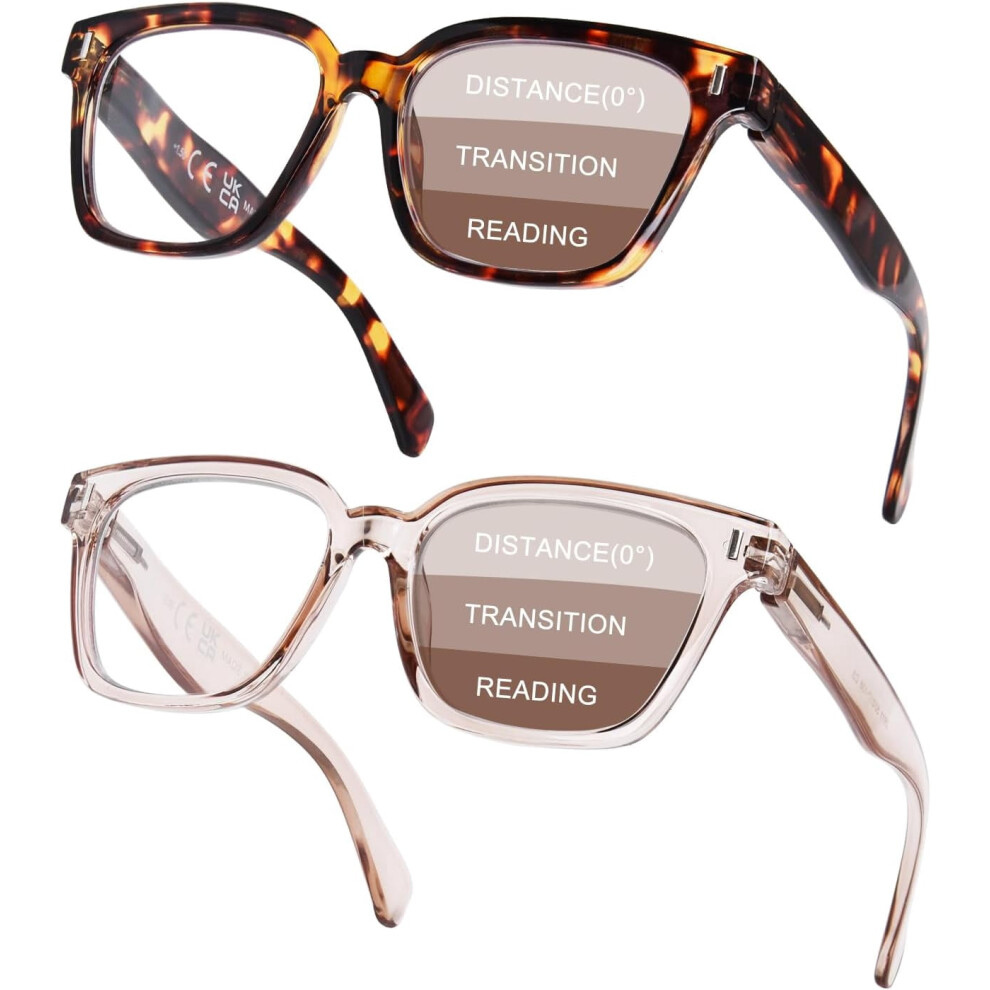 Blue/Light Progressive Multifocal Reading Glasses For Women Men, Anti Glare/Eyestrain Multifocus Computer Readers