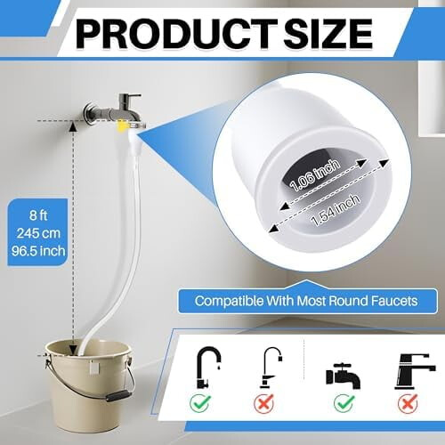 PVC-kranadapterslang 1,85 m för handfat 1