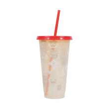 MOQIN Halloween kelímky s víčky a brčky, 24 oz, měnící barvu – opakovaně použitelné plastové kelímky na studenou kávu, smoothie a