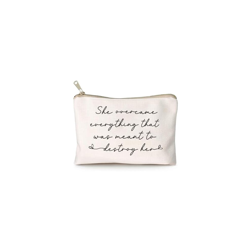 Linen Cotton Cosmetic Bag with Gold Zipper