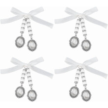 4 stuks bruidsboeketbedeltjes met 8 ovale glazen cabochons, zilverkleurige doe-het-zelf bruidsfotobedeltjes – geschikt voor scrapbooking