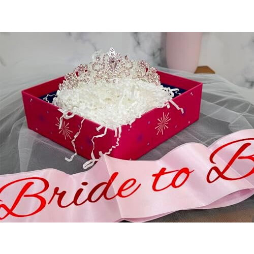 Διακοσμητικά 3 τεμαχίων για πάρτι Bachelorette: Στέμμα, Ζώνη Νύφης & Πέπλο (Ροζ) – 2