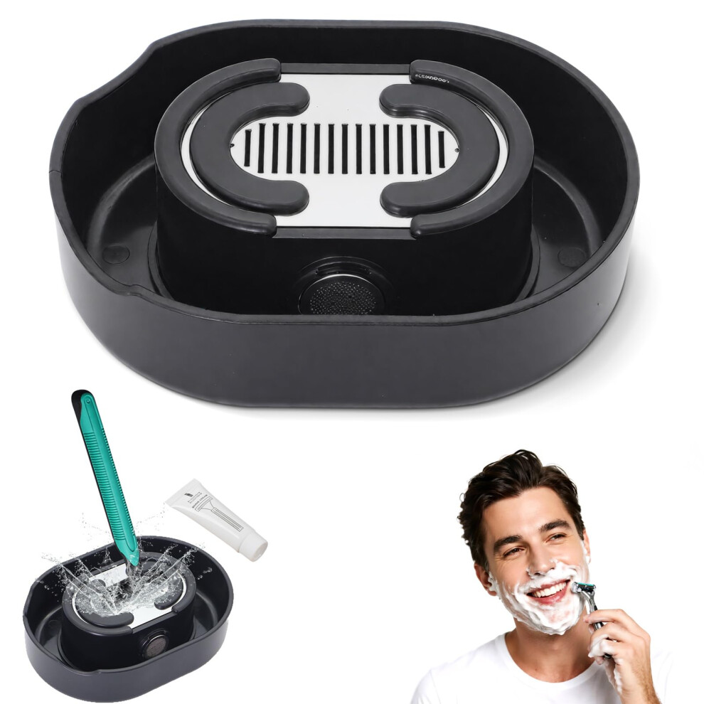 Black Razor Cleaner And Rinser For All Razors, Manual Pushtype Blade Cleaning, Travelfriendly 1Pc