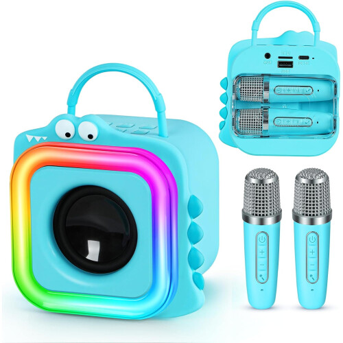 Crocodile Mini Karaoke Machine with 2 Embedded Wireless Mics
