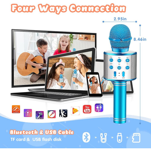Blue Handheld Wireless Karaoke Microphone 1