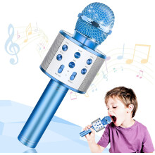 Blue Handheld Wireless Karaoke Microphone
