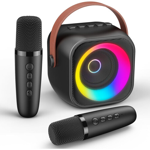 Kids Karaoke Machine with 2 Microphones Black
