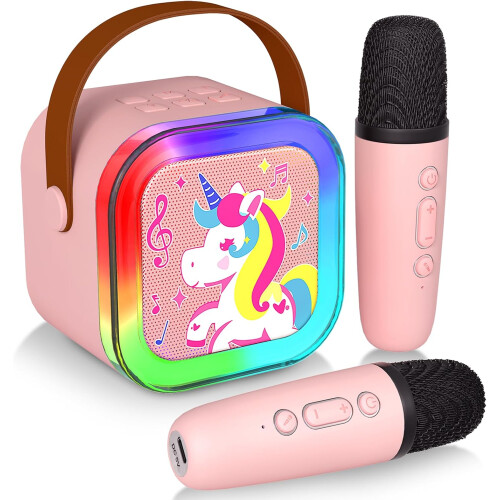 Kids Karaoke Machine with 2 Microphones Pink