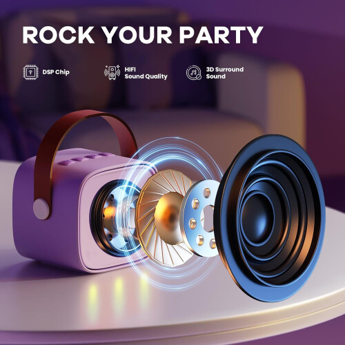 Mini Karaoke Machine with Dual Mics Purple 1