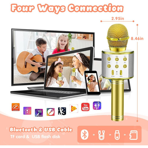 Gold Handheld Wireless Karaoke Microphone 2