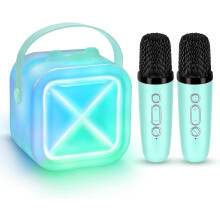 Mini Karaoke Machine with Dual Microphones and Radio