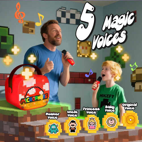 Mini Karaoke Machine Portable Pixel Style Singing Toy 1
