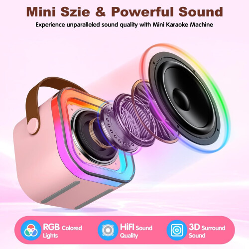 Kids Karaoke Machine with 2 Microphones Pink 2