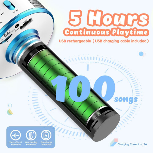 Blue Handheld Wireless Karaoke Microphone 2