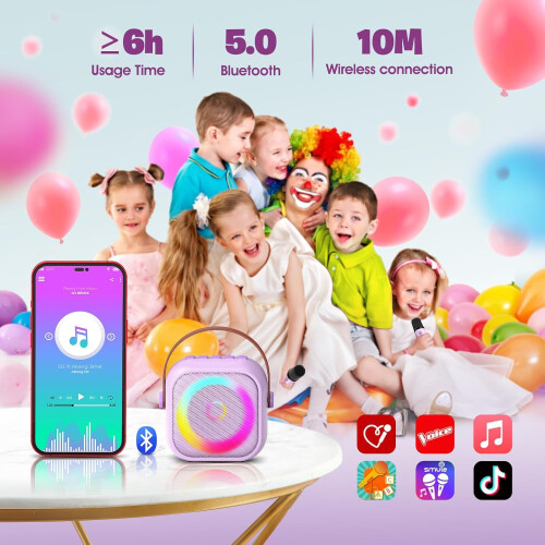 Kids Karaoke Machine with 2 Microphones Purple 2