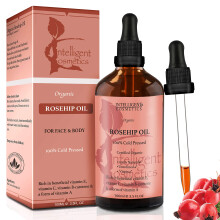 Rosehip Oil 100% Cold Pressed Pure Certified Organic Oil 100ml Best Known Facial Oil with Vitamin E, Vitamin C, B-carotene and a Form of Vitamin A