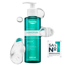 Eucerin DermoPurifyer Oil Control Cleansing Gel 200ml, Gentle and Effective Facial Cleanser for Blemish-Prone Skin, Non-Comedogenic Face Wash