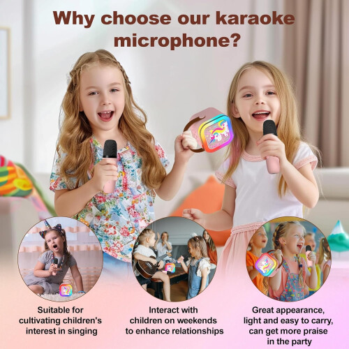 Kids Karaoke Machine with 2 Microphones Pink 1