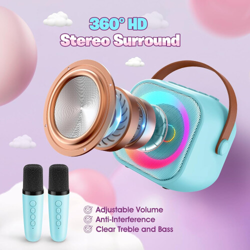Kids Karaoke Machine with 2 Microphones Blue 1