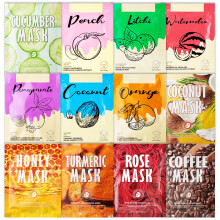 Pack of 12 Face Sheet Masks, Face Masks Skincare, Face Masks Beauty, Sheet Face Mask, Skincare Hydrating & Nourishing Sheet Masks, Beauty Multipack
